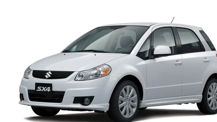 Front Side Pose Of 2010 Suzuki SX4 SportBack In White N White Background